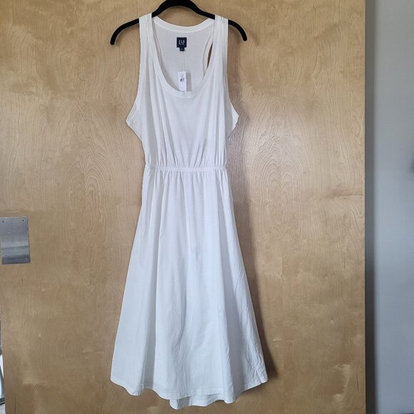 GAP Racer Back Cutout Midi Dress Ivory Size Large - Picture 1 of 11